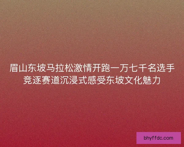 眉山东坡马拉松激情开跑一万七千名选手竞逐赛道沉浸式感受东坡文化魅力